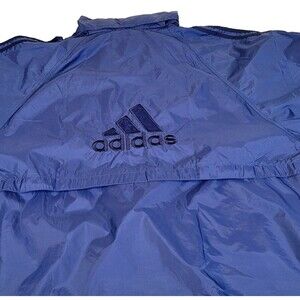 Vintage 90s Adidas 3 Stripe Men's Navy Windbreaker Jacket XL Full Zip Vented **